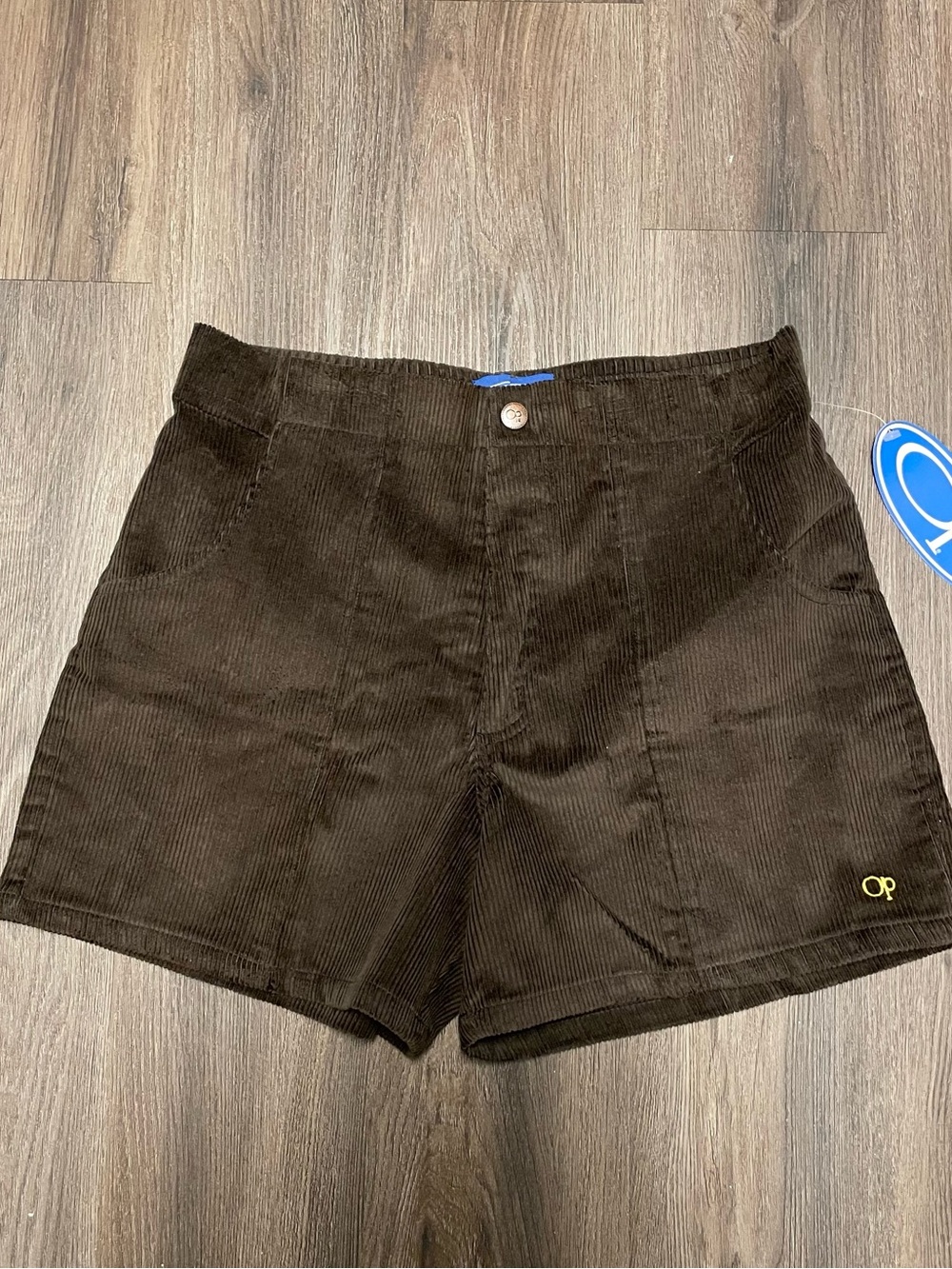 OP Women's Dark Brown Corduroy Shorts with Gold Logo